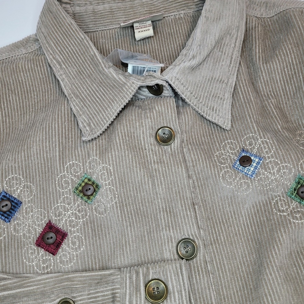 Decorated Originals Cracker Barrel Corduroy Jacket 3XL Putty NWT Cottage Patch